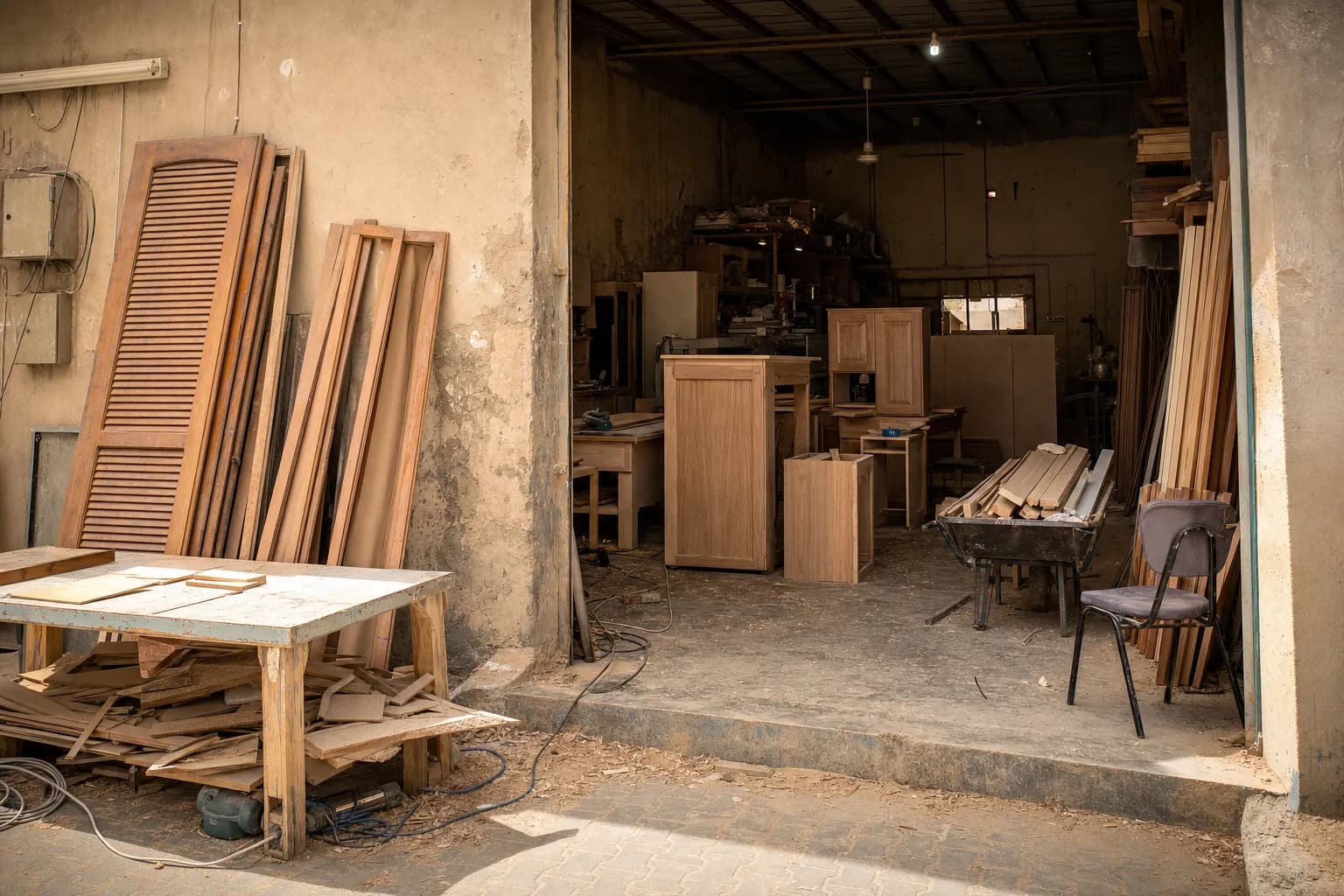 A view of the Sidr Woodworks workplace